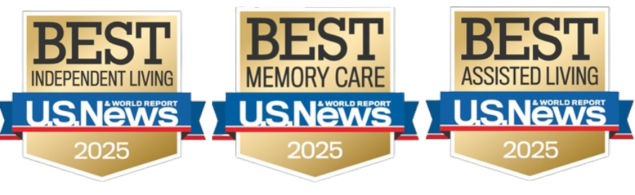 Three 2025 awards from U.S. News: A World Report: Best Independent Living, Best Memory Care, and Best Assisted Living