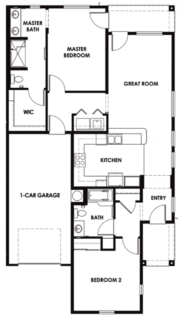 Cottage 1-Car Floorplan